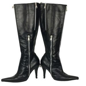 Dolce and Gabana Black Zipper Stiletto boot